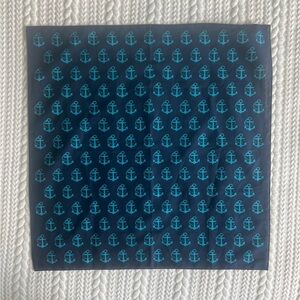 J. Crew Factory Nautical Anchor Pattern cotton Scarf in Navy blue and Teal